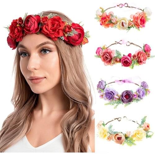 Bride Flower Crown Hair Band Wedding Floral Headband Garland Girl Flower Wreath Party Wedding Headpiece Fashion Hair Accessories
