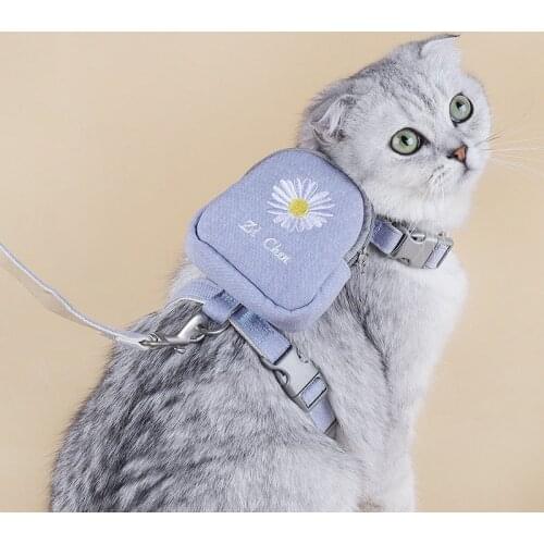 Pet Dog Harness And Leash Cute Pattern Outdoor Travel Cat Harness Backpack For Kitten Puppy Ventilate Comfortable Dog Accessory