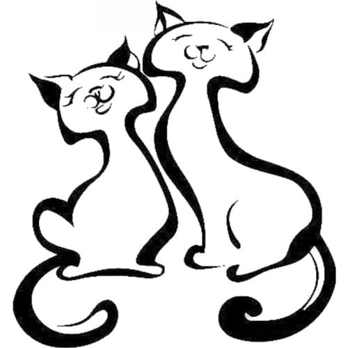 Car Sticker Cute Cat Animal PVC Car Decoration Accessories Sticker Creative Waterproof Sunscreen Black/white, 16cm*15cm