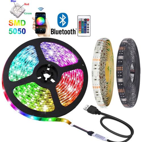 RGB LED Strip Lights DC 5V Bluetooth 5050 Tira USB Neon Tape tasma Stripe Band Ambient Backlight for Home Room TV PC Decoration