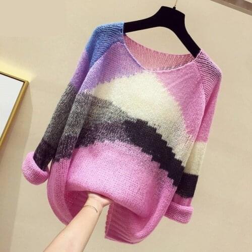 Early autumn long sleeve thin sweater womens color matching knitted cover up