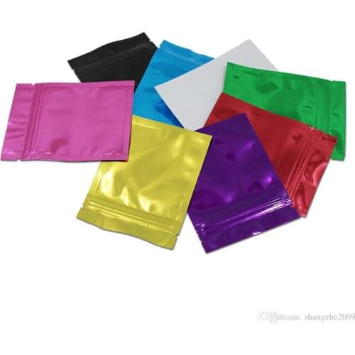 Colorful Mylar Foil Zipper Packaging Bags Tear Notch Aluminum Foil Self Seal Zip Food Snacks Storage Pouches Heat Seal Sample B