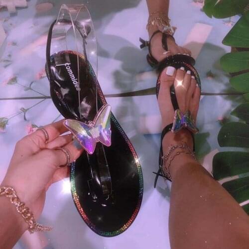 Jelly Shoes Open Toe Comfortable Sandals Summer Rhinestone Women Flat Sandals Outdoor Womens Shoes Plus Size