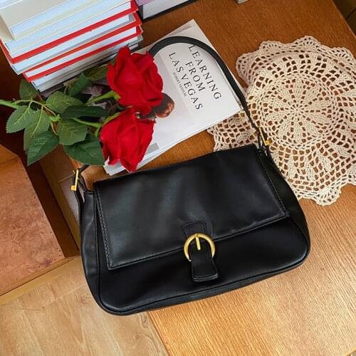Womens Shoulder/crossbody Black Zipper Hasp Two Belt Floral Lining Soft Leather Handbags Wholesale 2021 New Vintage Female Bags