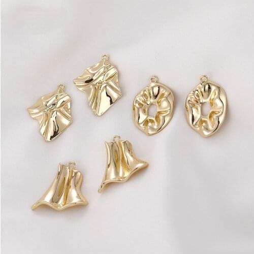 14k gold fold irregular rhombus skirt ribbon donut metal texture diy ear jewelry material accessories