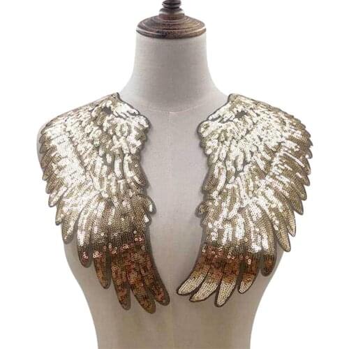 1 Pair DIY Apparel Sewing Patches Sequins Wing Applique Embroidered Sewing on Patches Clothes bags Decoration