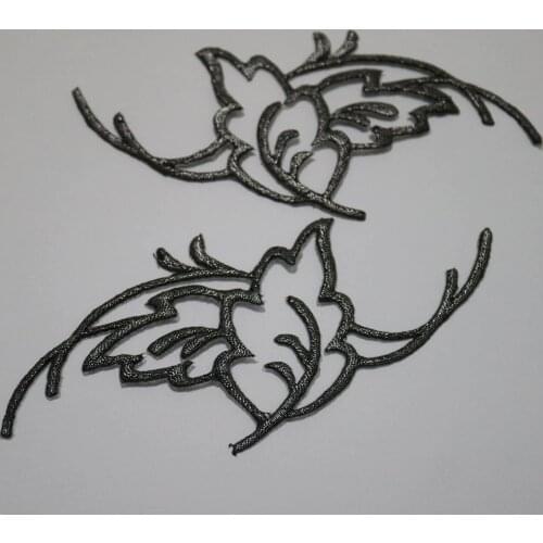 1pair ironing hollow leaf embroidered Patches for Clothes iron on Embroidery Stickers Applique flowers Decoration Badge parche