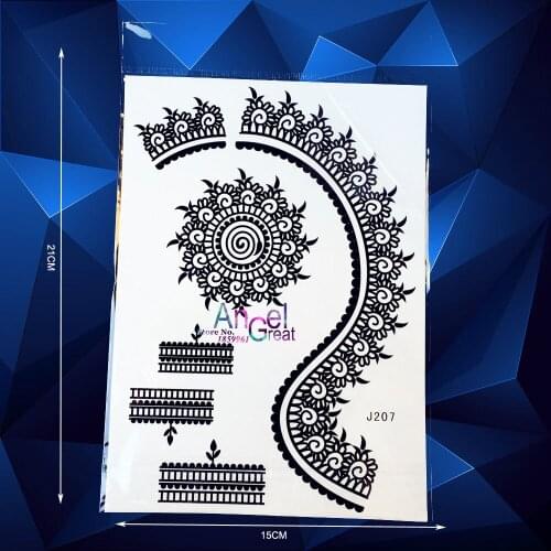 1PC Fashion Fake Flash Tattoo Women Black Henna Waterproof Tattoo Jewel Design Sexy Lace Strap ABJ207 Flower Totem Arm Body Art