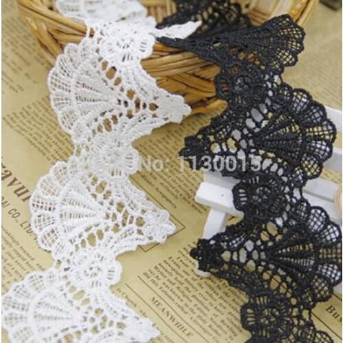 15yards/lot Lovely Designed Polyester Embroidery Lace Water Soluble Lace Trim Ribbon White Corded Lace DIY Clothing Accessories