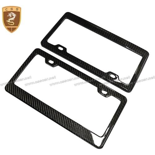 2pcs Universal Car License Plate Frame Car Number Plate Holder High Quality Carbon Fiber Gloss Black Style License Plate Frame