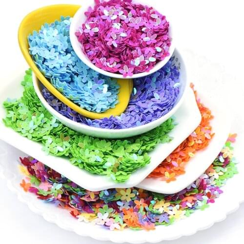 20g Sequin AB Color Pink 10mm Cup Five Finger Flower Sequins Paillettes Sewing Wedding Craft Women Garments Accessory