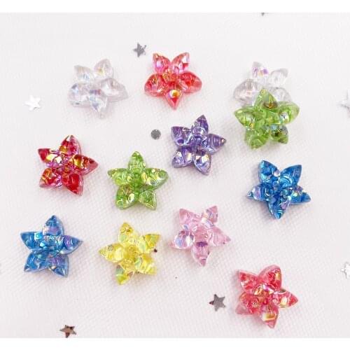 20Pcs Colorful Shiny Mix Resin Glitter Flower Flatback Rhinestone for Clothing Ornament DIY Scrapbook Jewelry Crafts SL041