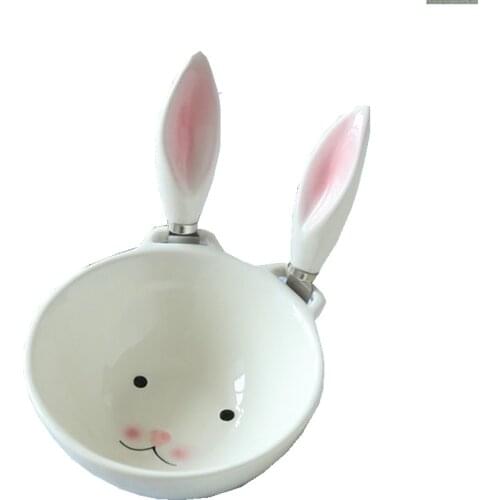 3pc/Set Rabbit Shaped Bowl with Butter Cutter Home Bowl Cartoon Tableware Butter Cutter for Kids Home Kitchen