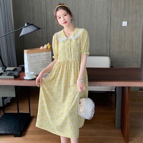 31473# Nursing Maternity Clothing Loose Stylish Floral A Line Dress Pregnant Women Pregnancy Nursing Dress