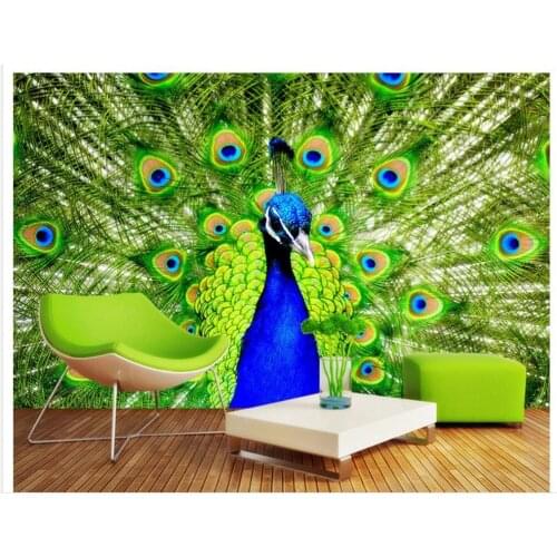 3d wallpaper custom mural Peacock opens the screen backdrop custom 3d wallpaper custom photo wallpaper