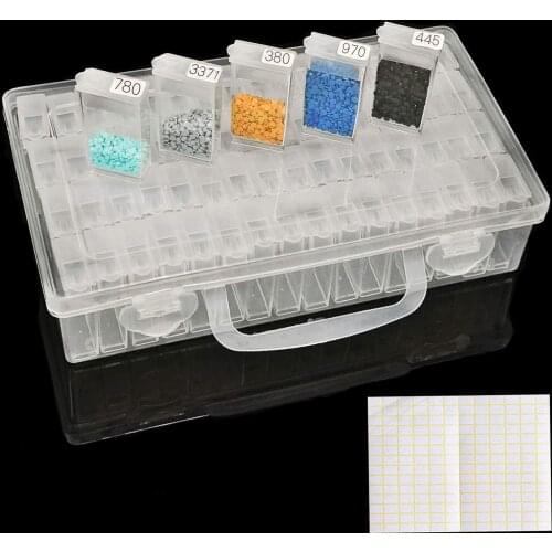 64/128 Diamond Painting Accessories Storage Box Tool Bead Container Rhinestone Diamond Embroidery Plastic Removable Storage Box