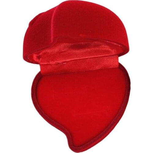 80% HOT SALES!!!Rose Heart Shape Proposal Wedding Ring Display Holder Box Jewelry Storage Case