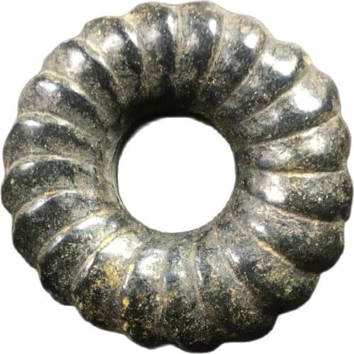 Antique jade pendant iron ore red mountain culture wire jade ring handle