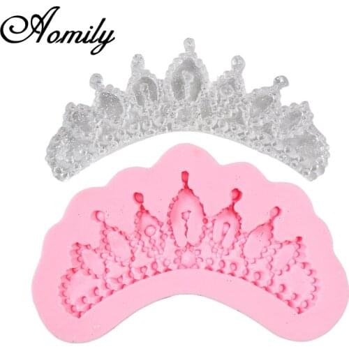 Aomily 3D Crown Silicone Mold DIY Cake Cutter Sugar Craft Tiara Fondant Icing Cutting Cake Cookies Tool for Decoration Baking