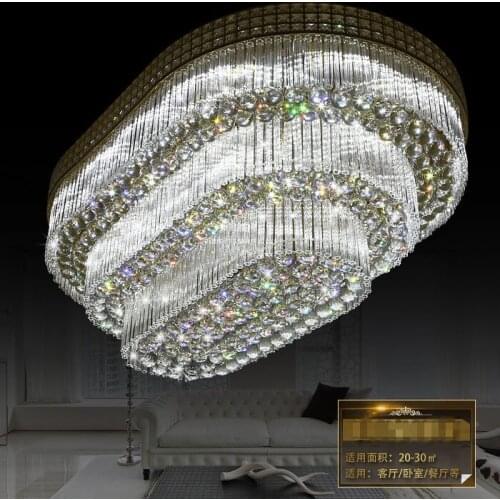 Atmospheric European living room ceiling lamp golden oval crystal lamp hotel villa modern minimalist crystal lamps