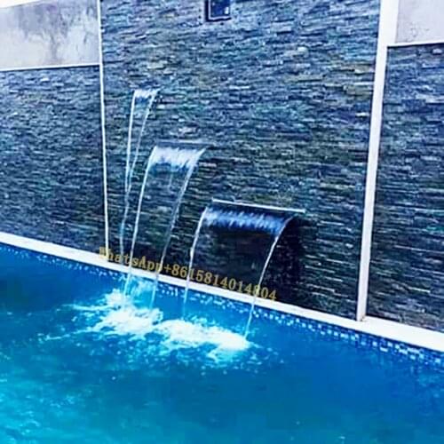Stainless steel swimming pool waterfall spillway with led strip for wall garden outdoor waterfall fountain