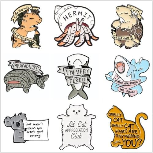 Alphabet Animals Enamel Pins Cute Ocean Lapel Badges For Clothes Jewelry Collar Brooches Gifts Accessories For Kids Friends Bags