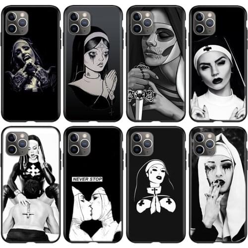 Sister Style Nun Sexy Girl Silicone Cover For Apple IPhone 12 Mini 11 Pro XS MAX XR X 8 7 6S 6 Plus 5S SE Phone Case
