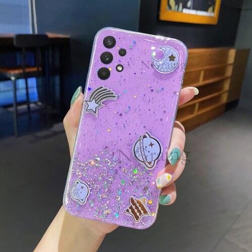 Phone case Samsung Galaxy A32 4G 5G Glitter Star Space TPU Transparent Soft Cover SamsungA32 Casing