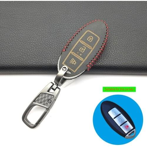 Genuine Leather Car Key Cover Case For Nissan Teana X-Trail Qashqai Livina Sylphy Tiida Sunny March Murano Geniss Juke 3 Buttons