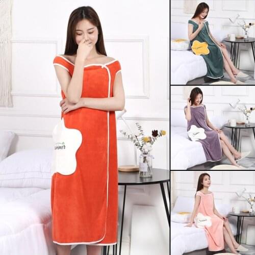 Corals Fleece Bath Dress Fluffy Light Button Design Water Absorption Breathable Extra Thick & Large Cute Bath Skirt Free