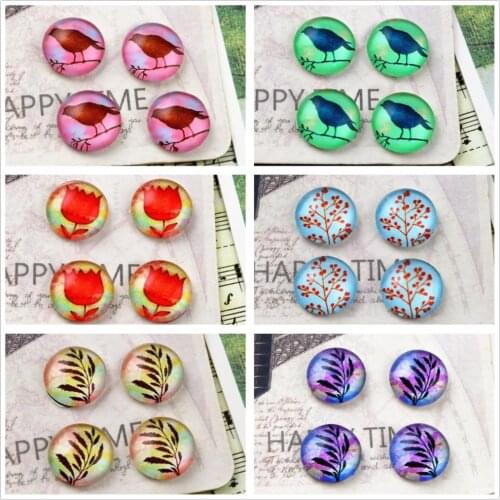 Hot Sale 20pcs 12mm 12 Style Bird Style Handmade Photo Glass Cabochons