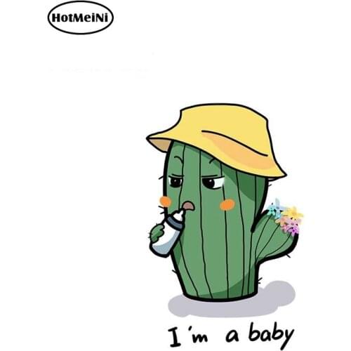 HotMeiNi 13cm x 13cm Cactus I AM A BABY Graphics Stickers Motorcycle Waterproof Decals Funny Car Sticker Vinyl Car Wrap