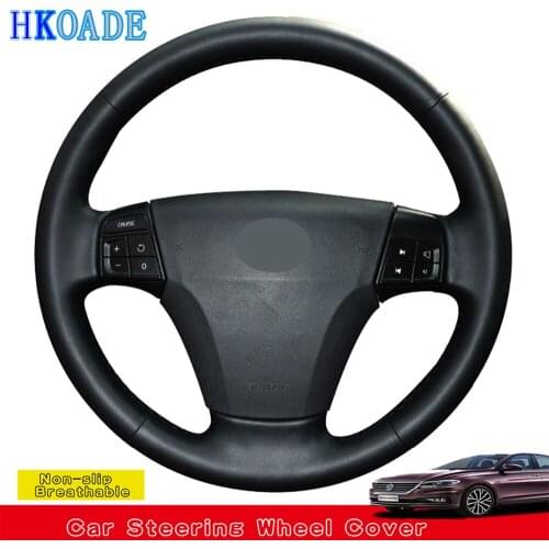 Hand-stitched Black Stylish Non-slip Hige Soft Artificial Leather Car Steering Wheel Cover For Volvo V50 2005-2011S40 2006-2012