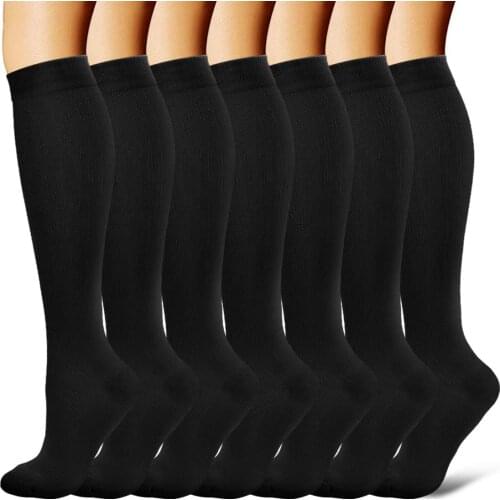 Compression Socks Black Men Women Running Socks Varicose Vein Knee High Leg Support Stretch Pressure Circulation Long Stocking