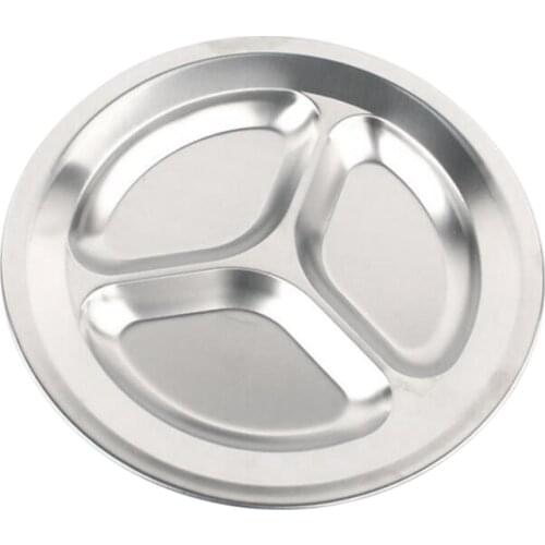 Round 201 Stainless Steel Divided Plates for Kids Picnics Portion Control