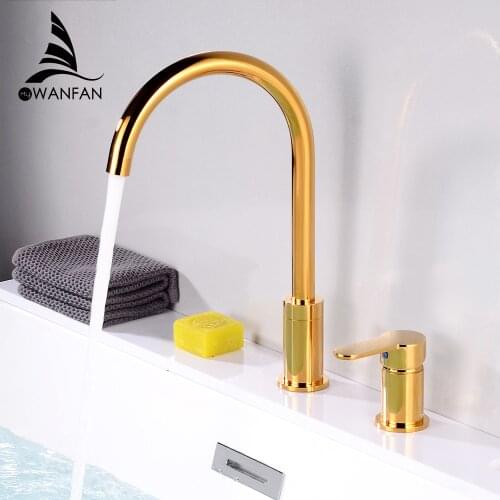 Basin Faucets Brass Polished Chrome Deck Mounted Bathroom Sink Faucets 2 Hole Single Handle Hot And Cold Water Tap 855852