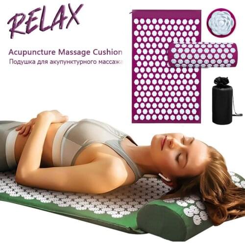 Massage Cushion Massage Yoga Mat Lotus Spike Acupressure Relieve Stress Back Body Pain Spike Mat Acupuncture NonSlip Fitness Mat
