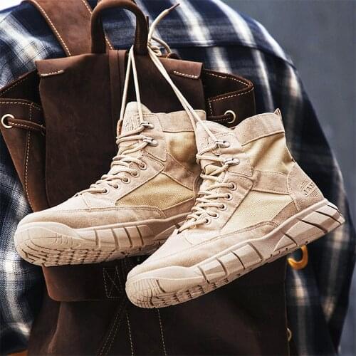 Mens high-top shoes new fashion mens shoes breathable increased canvas Martin boots outdoor sports shoes casual vulcanizedshoe