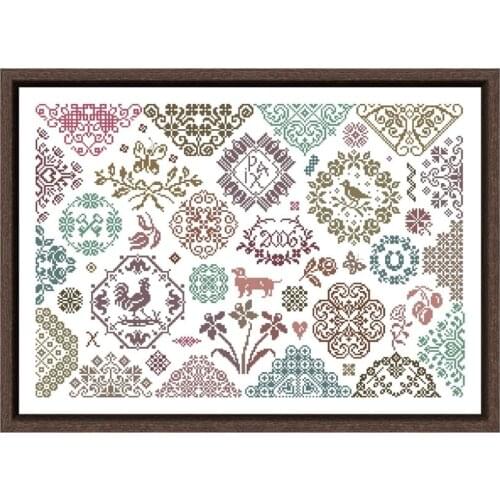 Past courtyard cross stitch kits cartoon aida fabric 18ct 14ct 11ct unprint canvas cotton thread embroidery kits DIY craft set