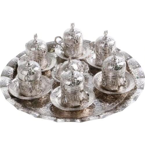 Set of 6 Copper Ottoman Turkish Coffee Cups Set with Turkish Coffee Gift Made in Turkey Arabic Coffee Set Tea Cups Set Espresso