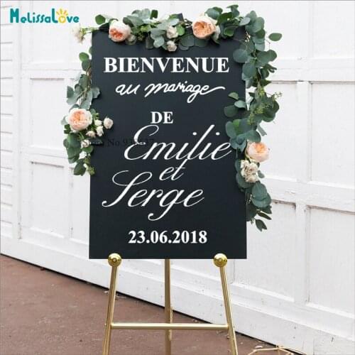 Bienvenue Au Mariage French Wedding Board Decal Sticker Welcome Reception Sign Custom Name Date SE021
