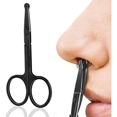 Nose Ear Hair Removal Stainless Steel Facial Small Scissors for Men Women Curved and Rounded Safe Clippers for Nose Hair Cutting