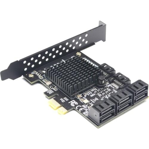PCIE SATA III 8 Ports Controller Card PCIe 2.0 x1 SATA 6G Expansion Card with Low Profile Bracket Support Win10 PCIE SATA Card