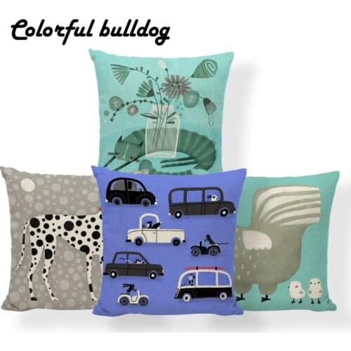 Bear Stripe Flower Cushion Dalmatian Rabbit Elephant Pillows Tropical Outdoor Home Decoration Throw Pillow Cover 18X18 Polyester