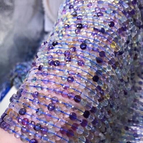 Multicolor fluorite coin faceted 2*4mm for DIY jewelry making 36cm loose beads FPPJ wholesale beads nature gemstone