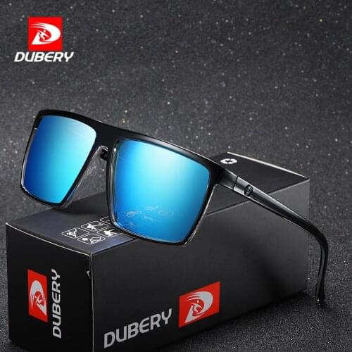 DUBERY Vintage Sunglasses Polarized Mens Sun Glasses For Men Driving Black Square Oculos Male 8 Colors Model 369