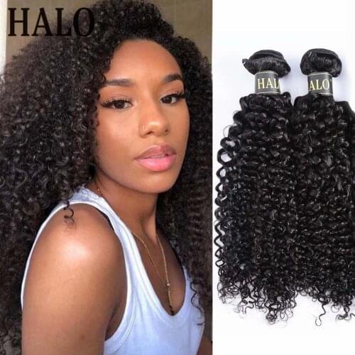 Halo 28 30 Inch 10A Kinky Curly 3/4 Bundles Brazilian Remy Hair 100% Human Hair Extension Weave Human Hair Bundles Wholesaler