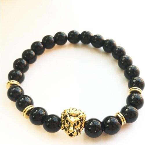Jewelry Bracelet Foreign Trade Supply Europe and America Natural Stone Beads Bracelet Volcanic Stone Lion Head Yoga Bracelet