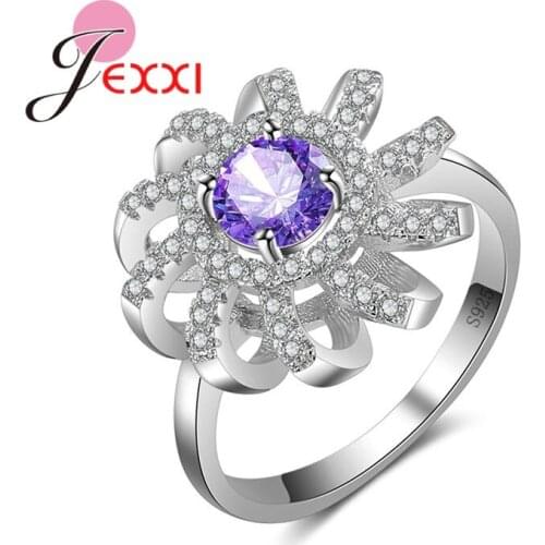 Hollow Out Flower Rings For Women Party Jewelry Accessory Fashion Silver Engagement Wedding Band Ring For Female