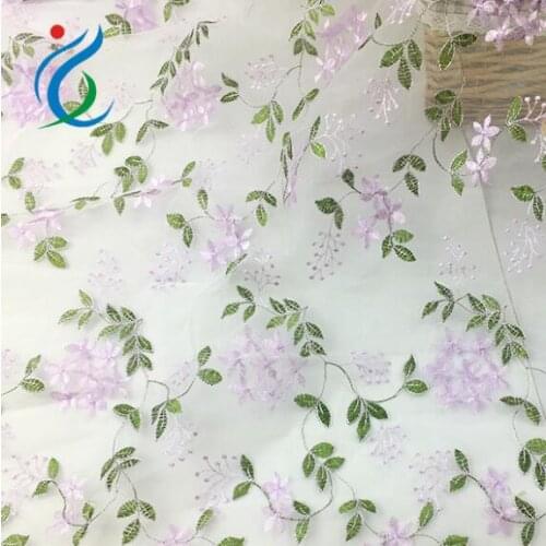 2Yard Apparel Sewing Fabric Net Yarn Embroidery Flower Tulle Lace Fabric Mesh Material DIY Dress Clothing Accessories Green Pink